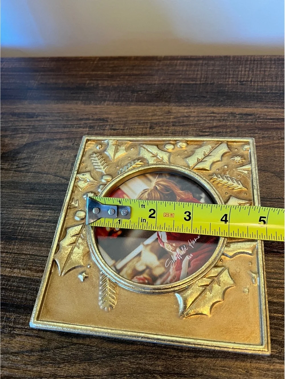 Set of 2 Ornate Metallic gold Square Christmas Oval picture frames 4x6